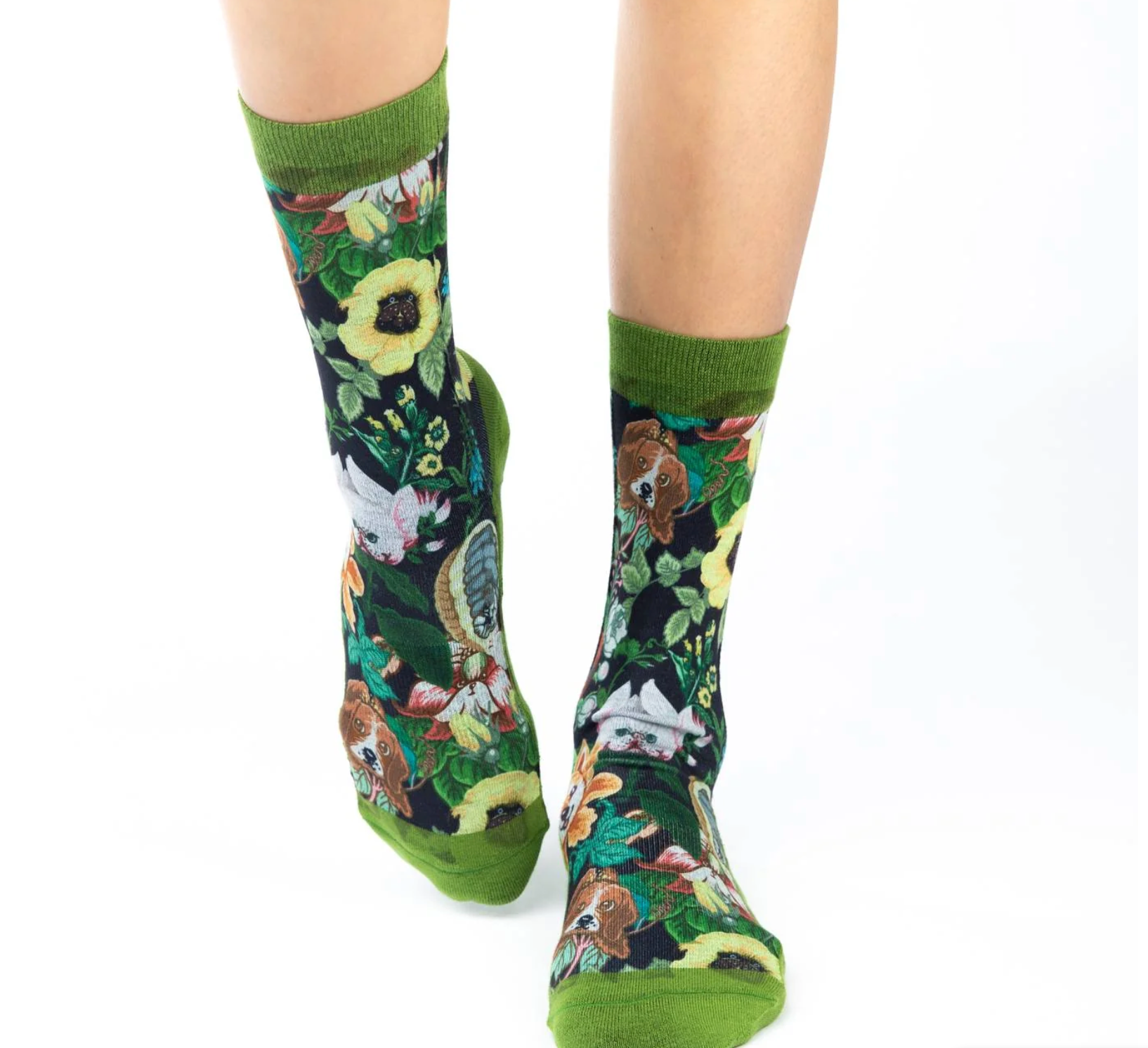 Sock - Small Crew: Floral Dogs