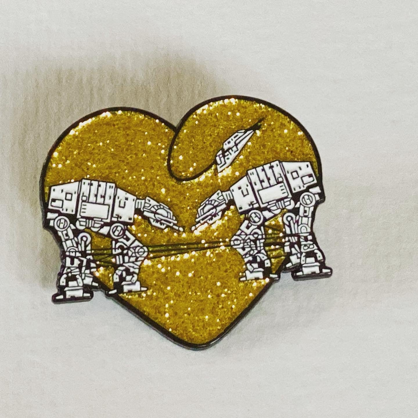 Enamel Pin: Love AT-AT First Sight - Gold Glitter