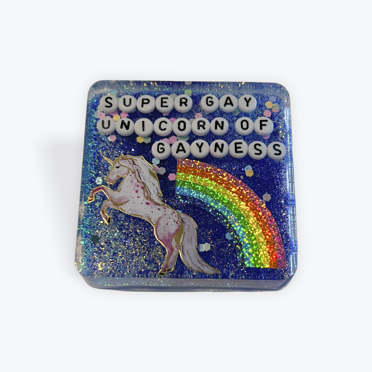 Super Gay Unicorn Of Gayness - Biggie Small Shower Art - READY TO SHIP