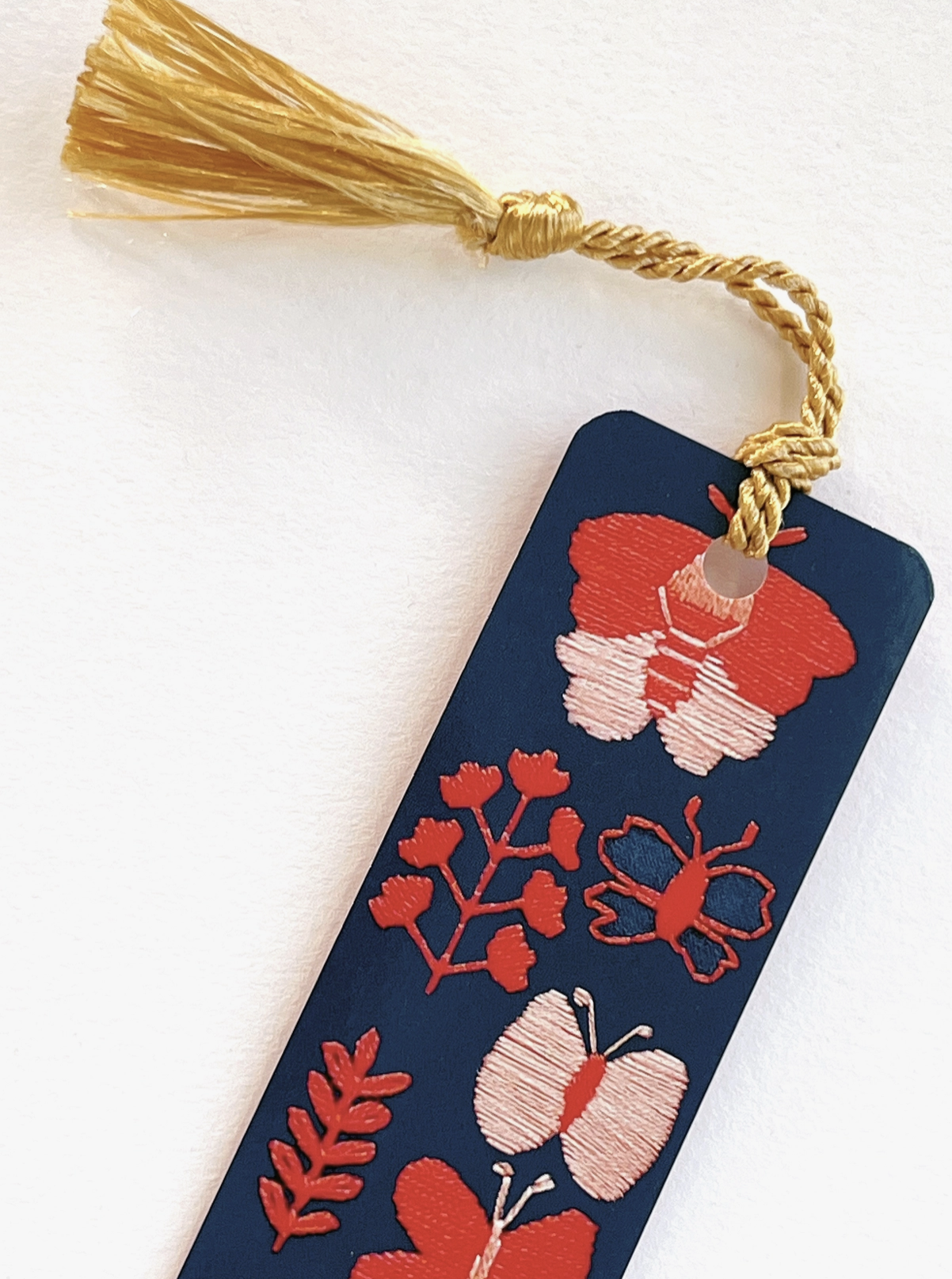 Bookmark - Embroidery Butterflies w/ Tassel
