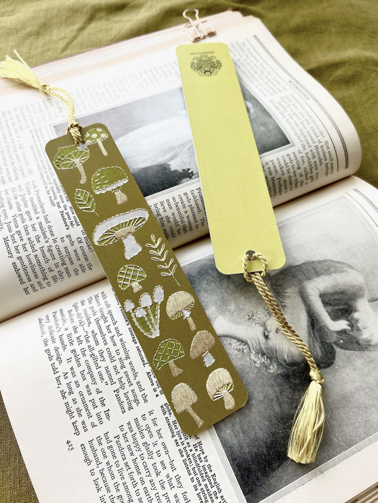 Bookmark - Embroidery Mushrooms w/ Tassel