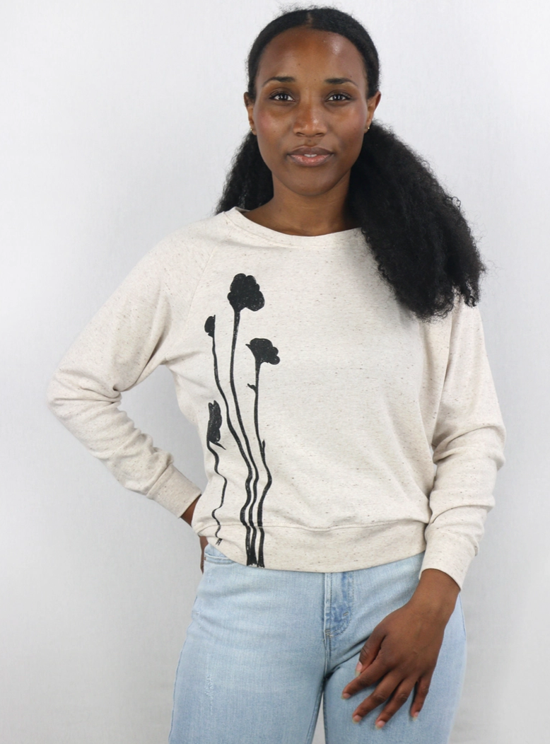 Sweatshirt - Shadow Flowers Pia - Oatmeal