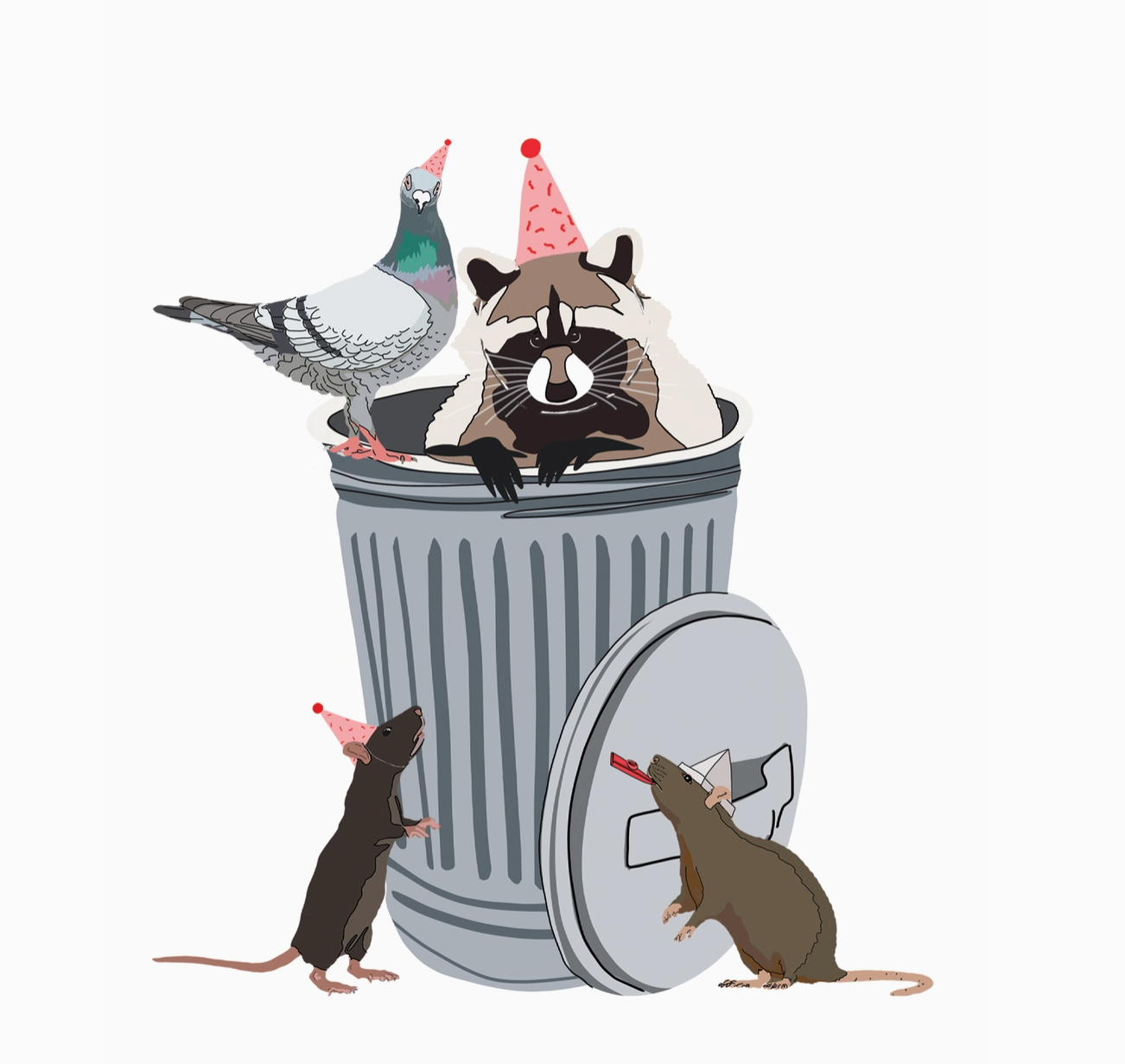 Gift Bag - Trash Bag Raccoon, Rat, Pigeon - Large Birthday