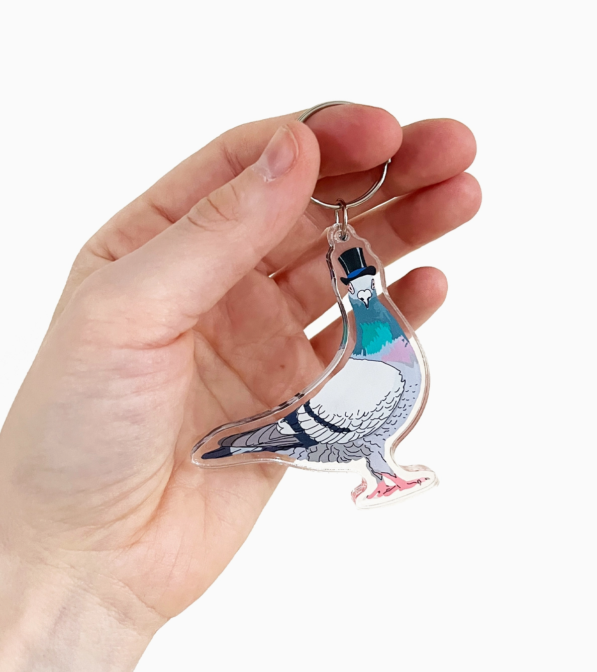 Keychain - Top Hat Pigeon