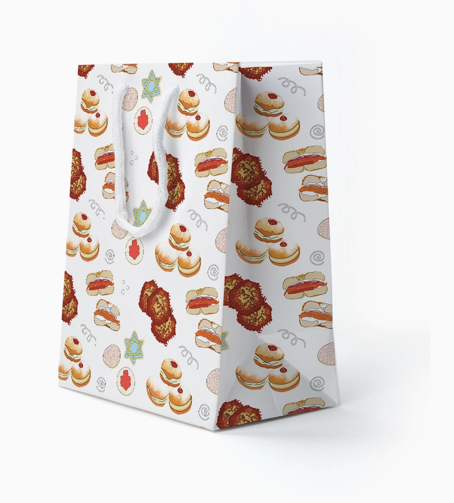 Gift Bag - Latke, Cookies, Donuts, Sufganiyot - Medium Hanukkah Hoiday