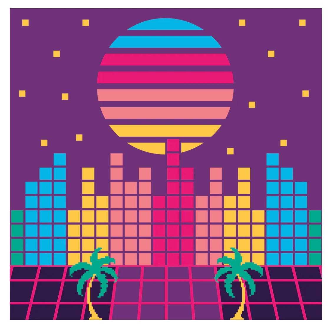 Sock - Knee High: Miami Synthwave