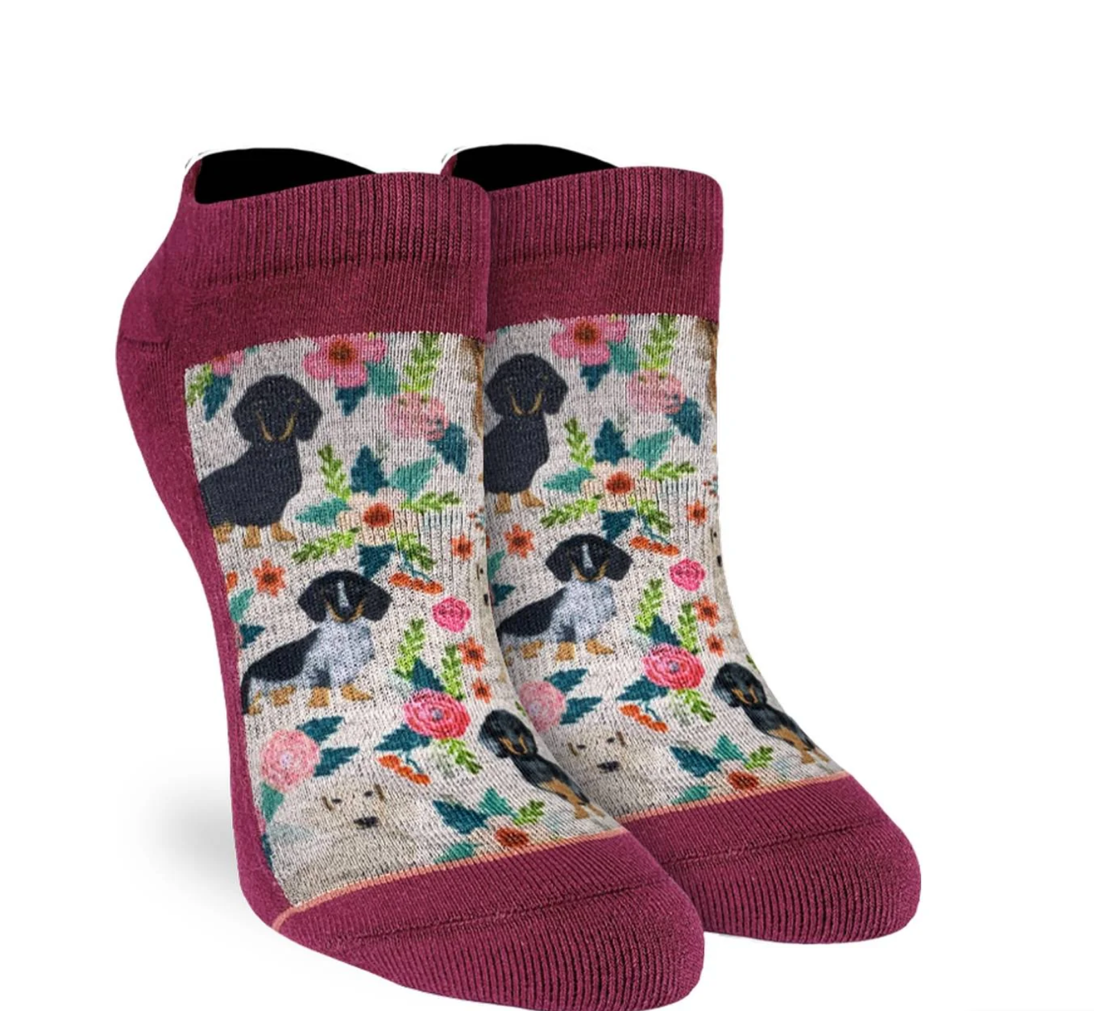 Sock - Small Ankle Sock: Floral Dachshunds