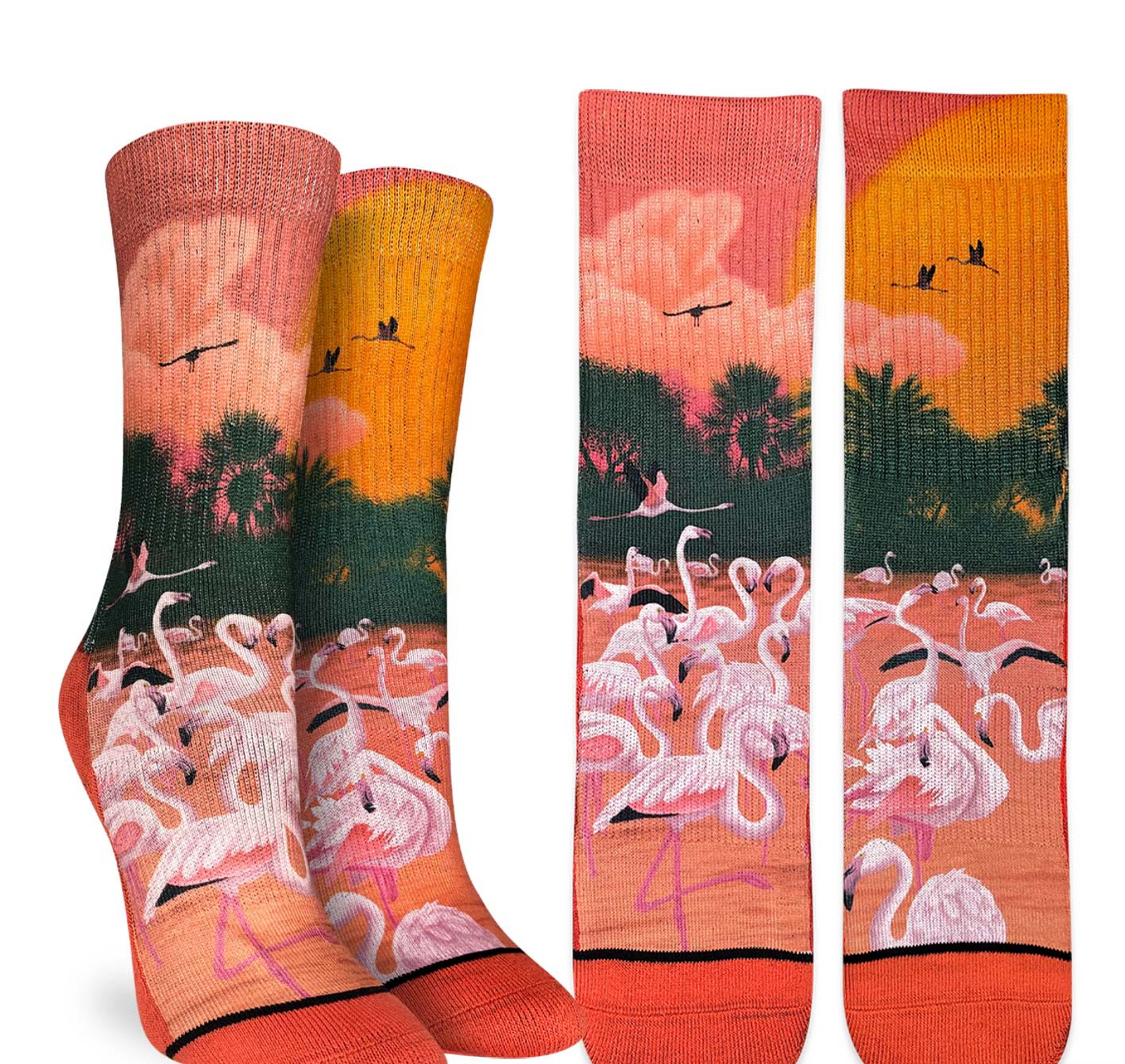Sock - Small Crew: Flamingos in the Sunset