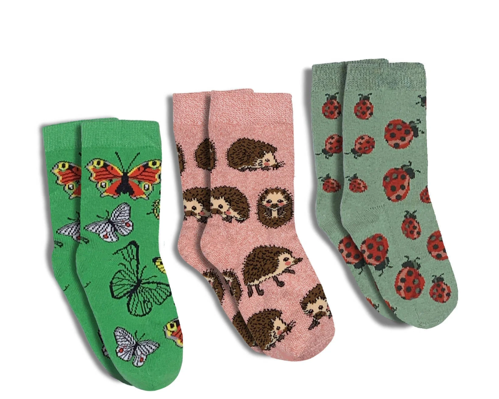 Sock - 3 Pack - Butterflies, Hedgehogs, Ladybugs