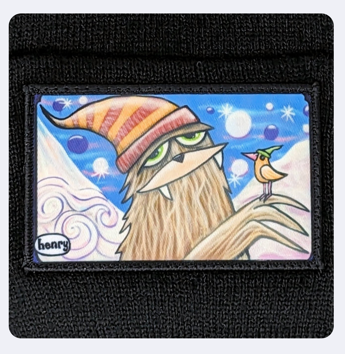 Hat - Beanie - Sasquatch in Stocking Hat with Bird