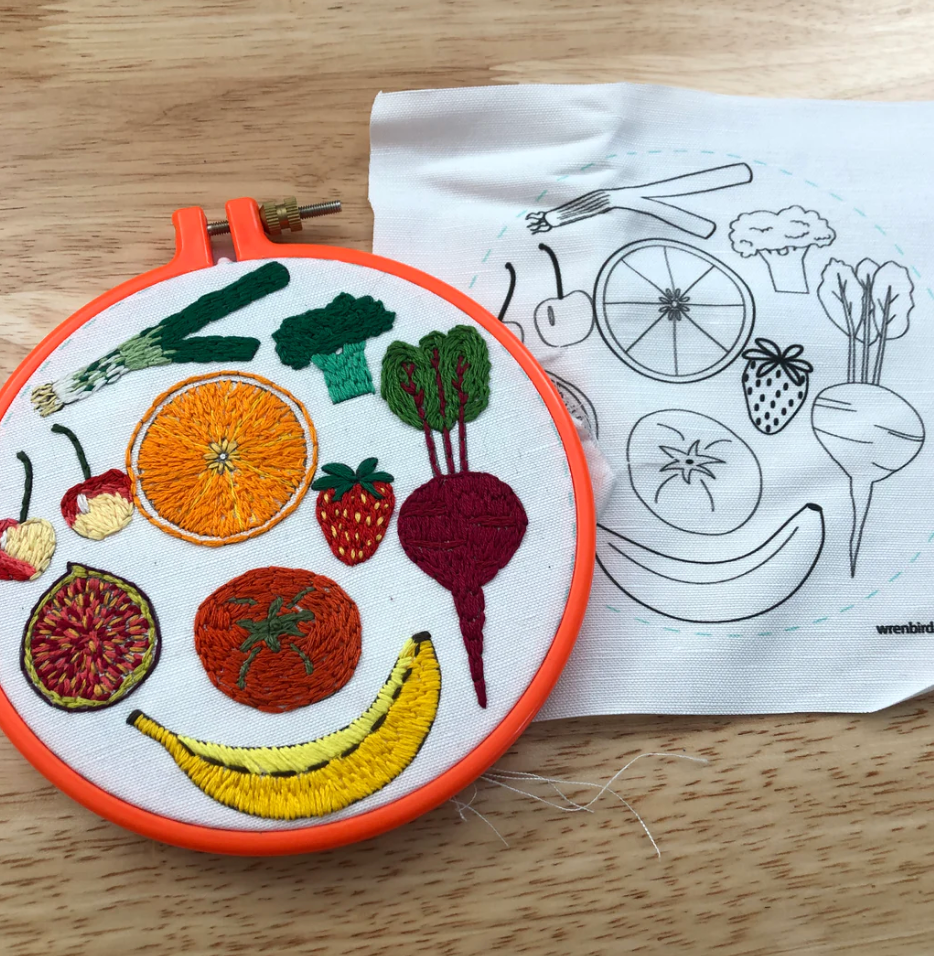 Craft Supply - Washable Mending Transfers - Fruits &amp; Veggies Embroidery Transfers