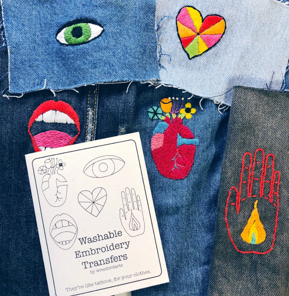Craft Supply - Washable Mending Transfers - Hands and Heart Set
