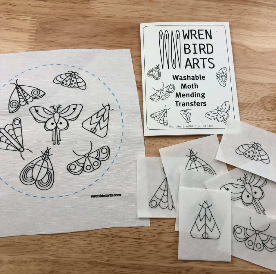 Craft Supply - Washable Mending Transfers - Moths Embroidery Transfers