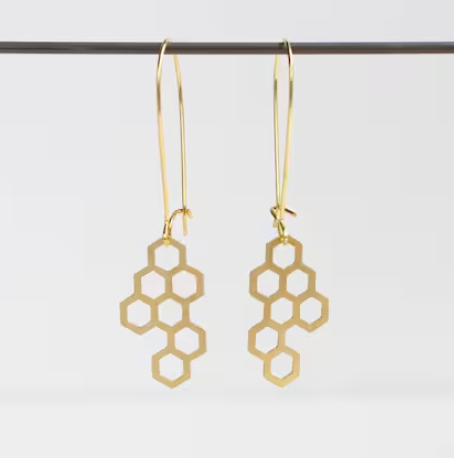 Earrings - Small Gold Honeycomb Earrings