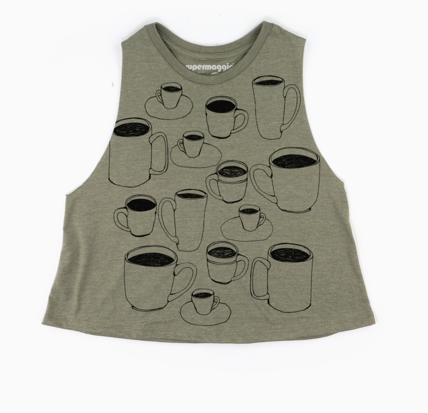 Shirt - Tank - Coffee Cups Roxy - Olive