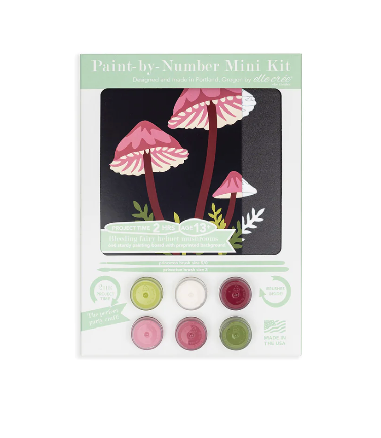 DIY - MINI Paint By Number Kit - Bleeding Fairy Helmet Mushrooms