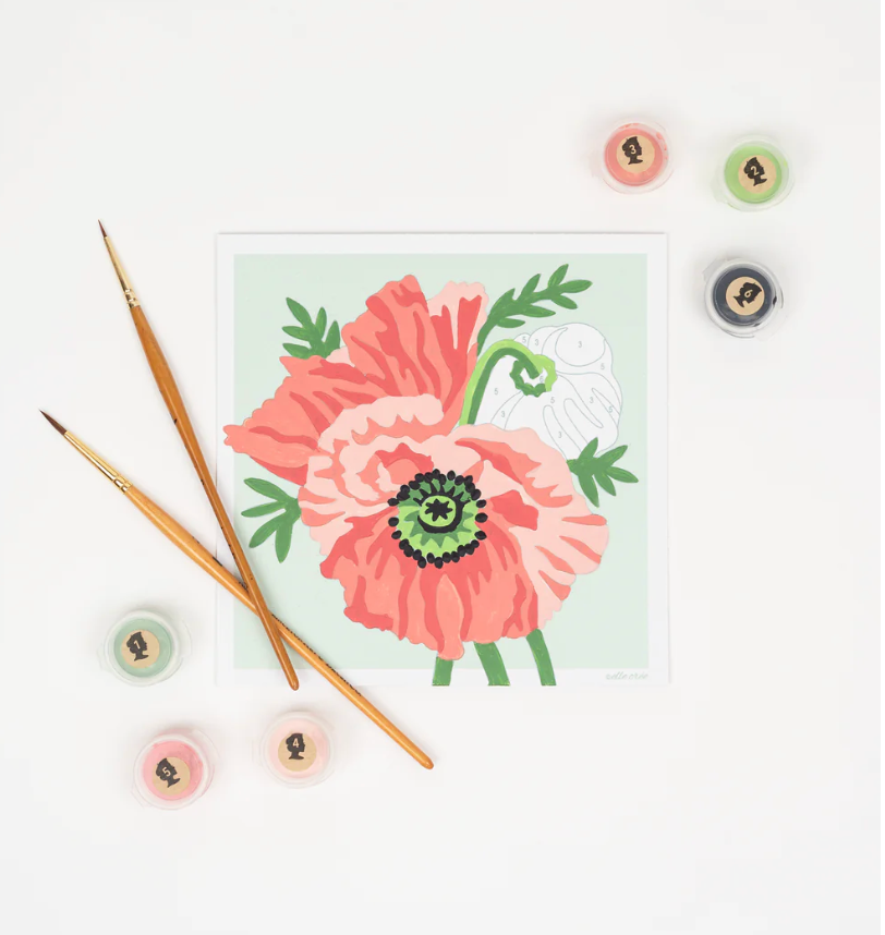 DIY - MINI Paint By Number Kit - Poppies