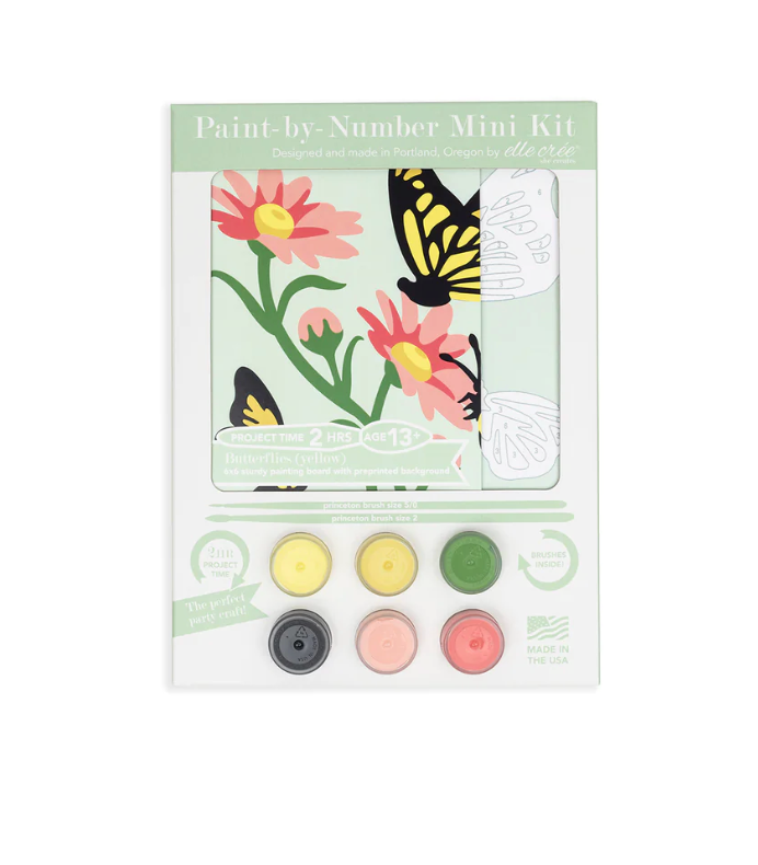 DIY - MINI Paint By Number Kit - Yellow Butterflies