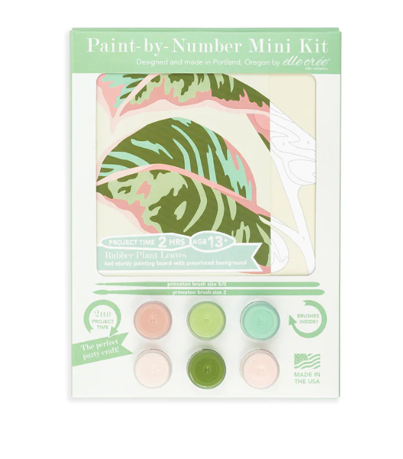 DIY - MINI Paint By Number Kit - Rubber Plant Leaves