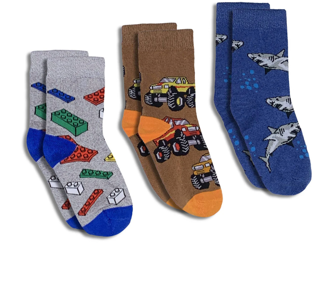 Sock - 3 Pack - Blocks, Trucks, Sharks