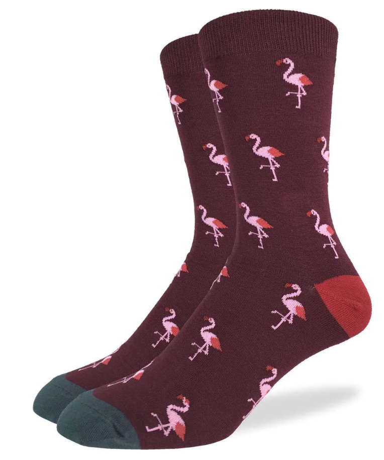 Sock - Extra Large Crew: Pink Flamingos Party