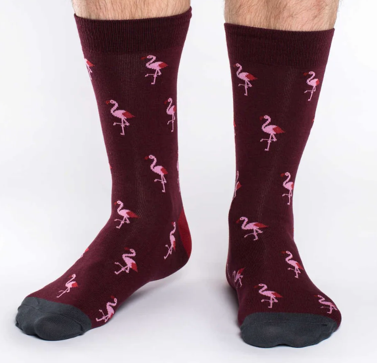 Sock - Extra Large Crew: Pink Flamingos Party