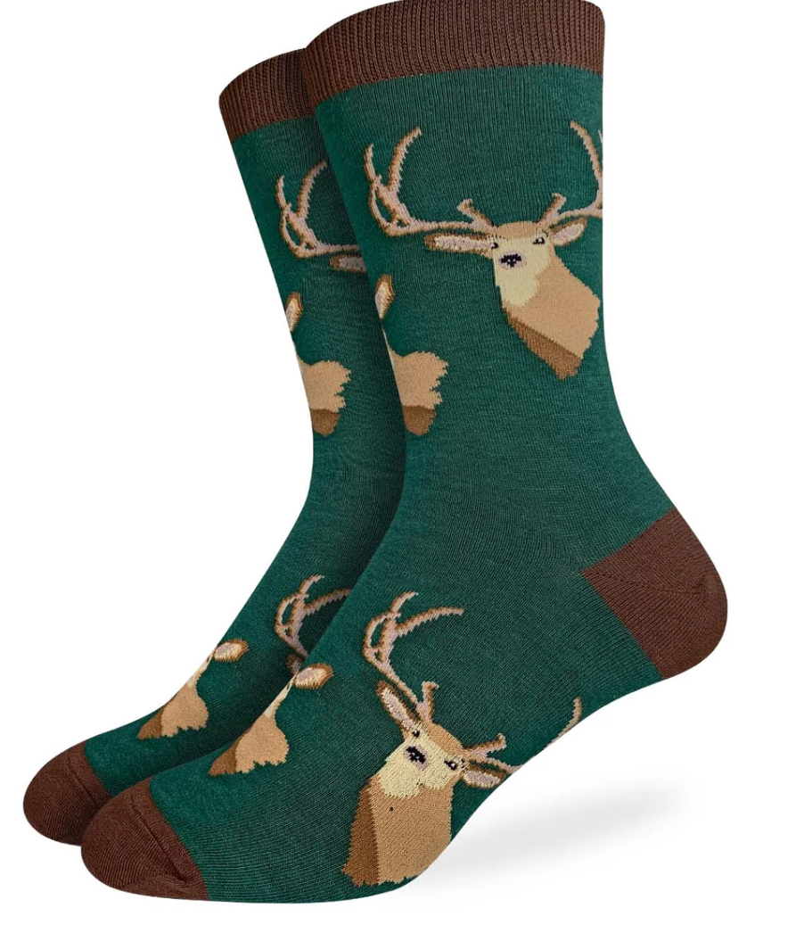 Sock - Extra Large Crew: Deer Heads