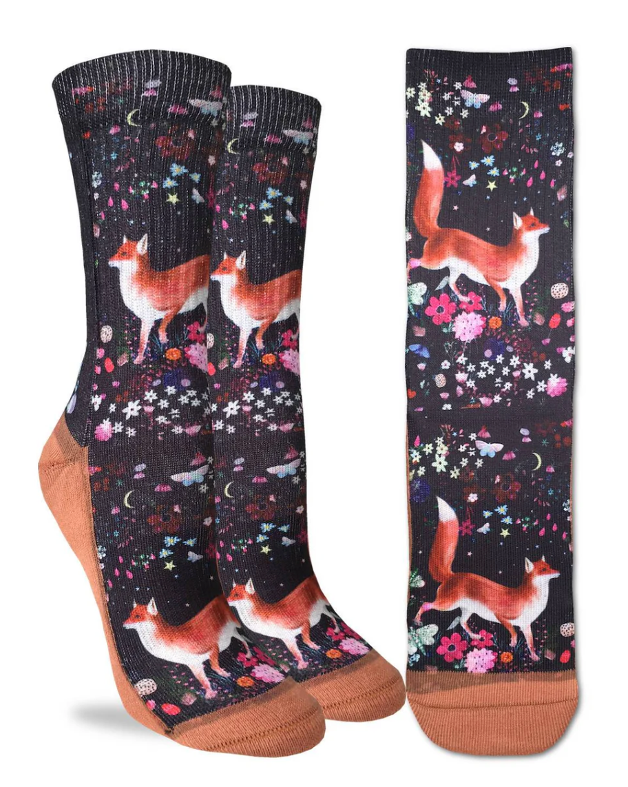 Sock - Small Crew: Floral Fox