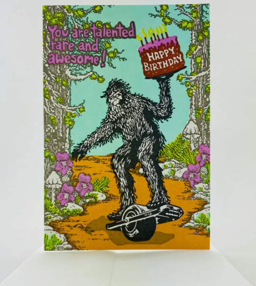 Card - Happy Birthday Sasquatch Riding A One Wheel