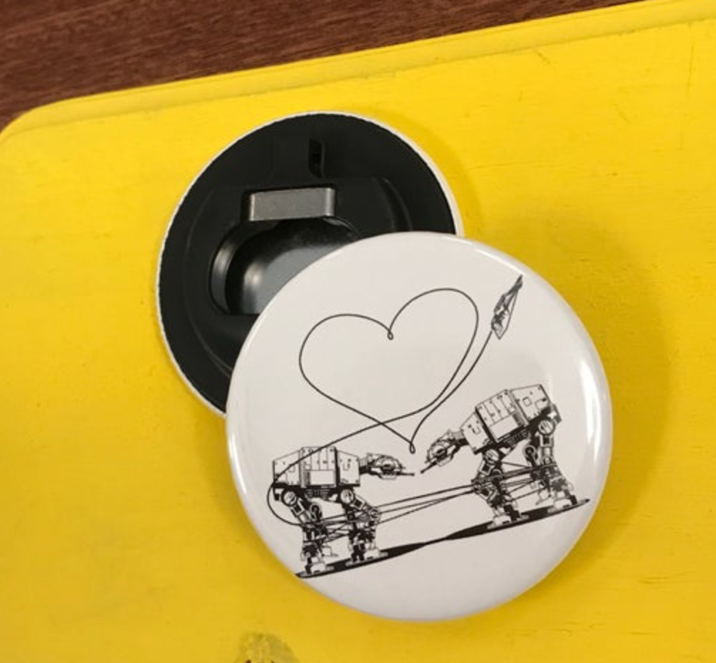 SALE Bottle Opener Magnet - Love AT-AT First Sight - B&amp;W