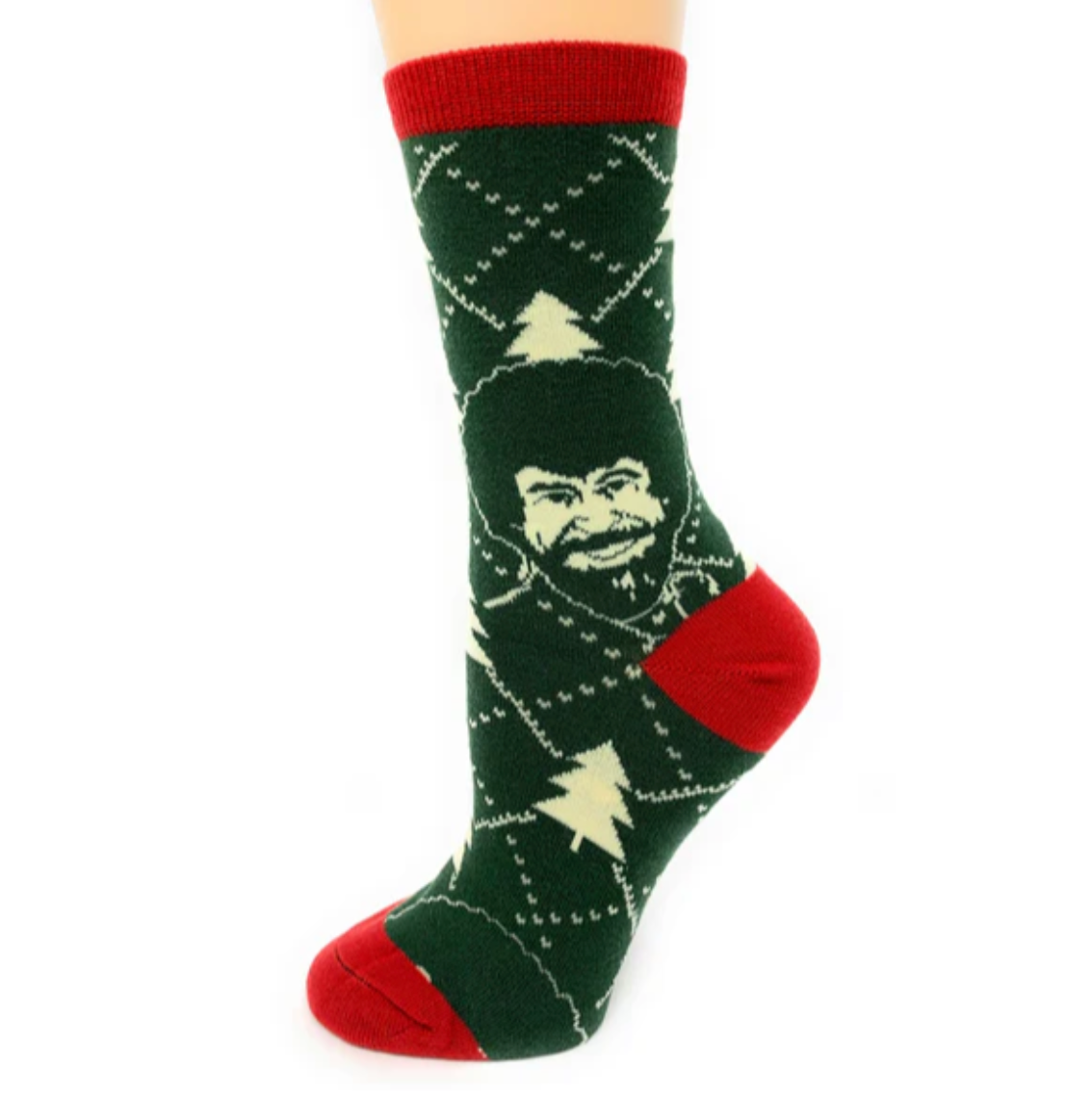 Sock - Large Crew: Holiday Times Bob Ross