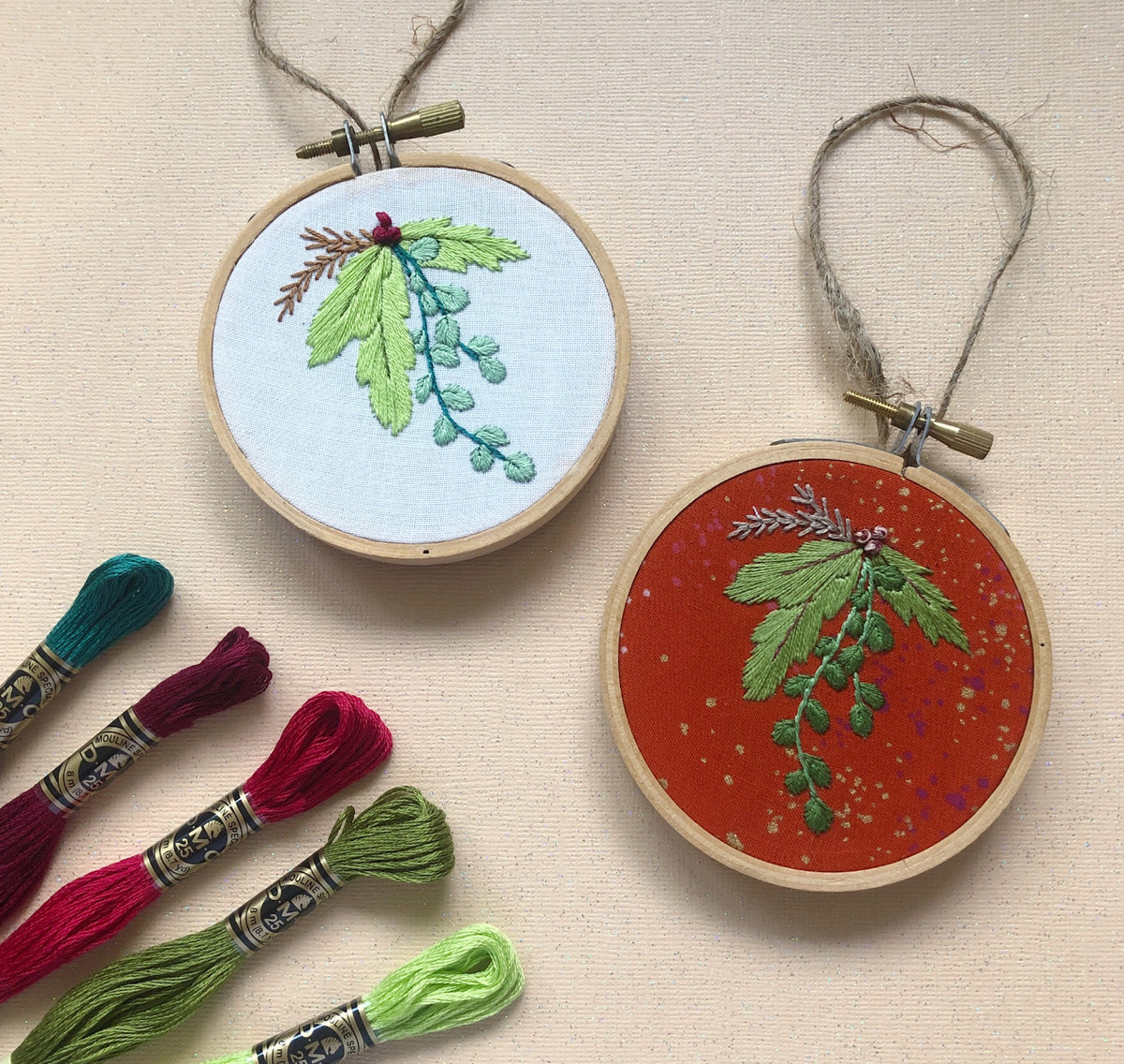 EMBROIDERY CLASS: Winter Botanical Embroidered Ornament