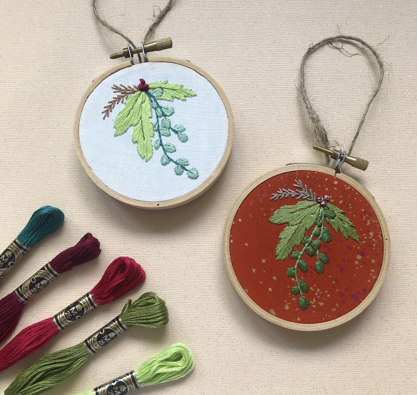 EMBROIDERY CLASS: Winter Botanical Embroidered Ornament