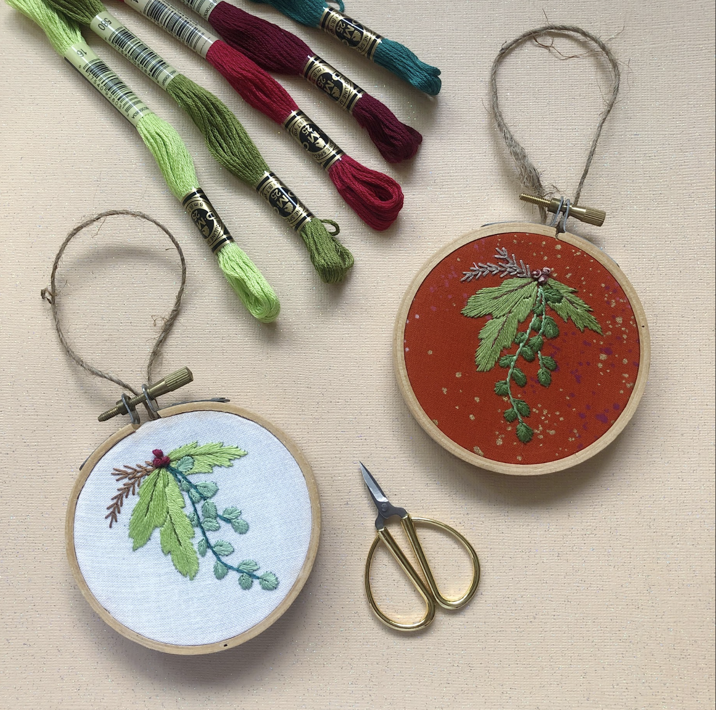 EMBROIDERY CLASS: Winter Botanical Embroidered Ornament