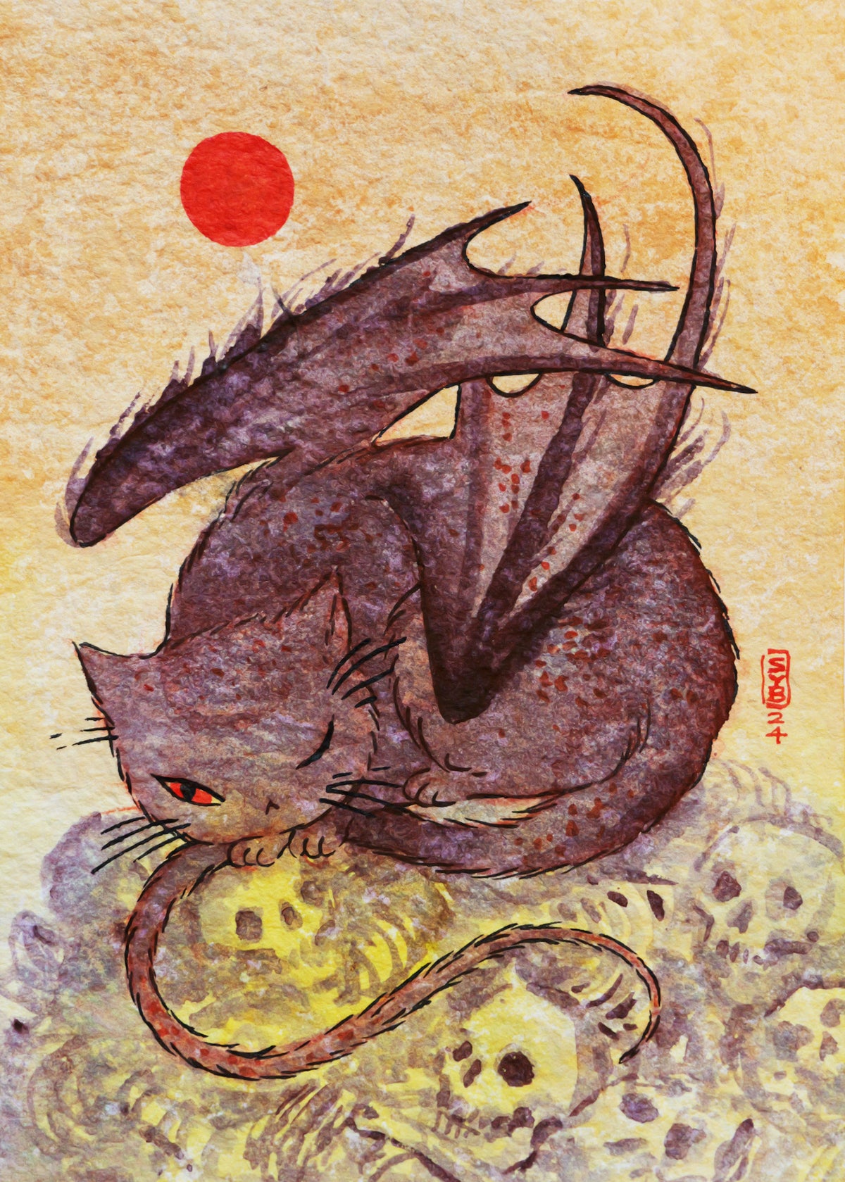 Original Art - Dragon Cat Nap