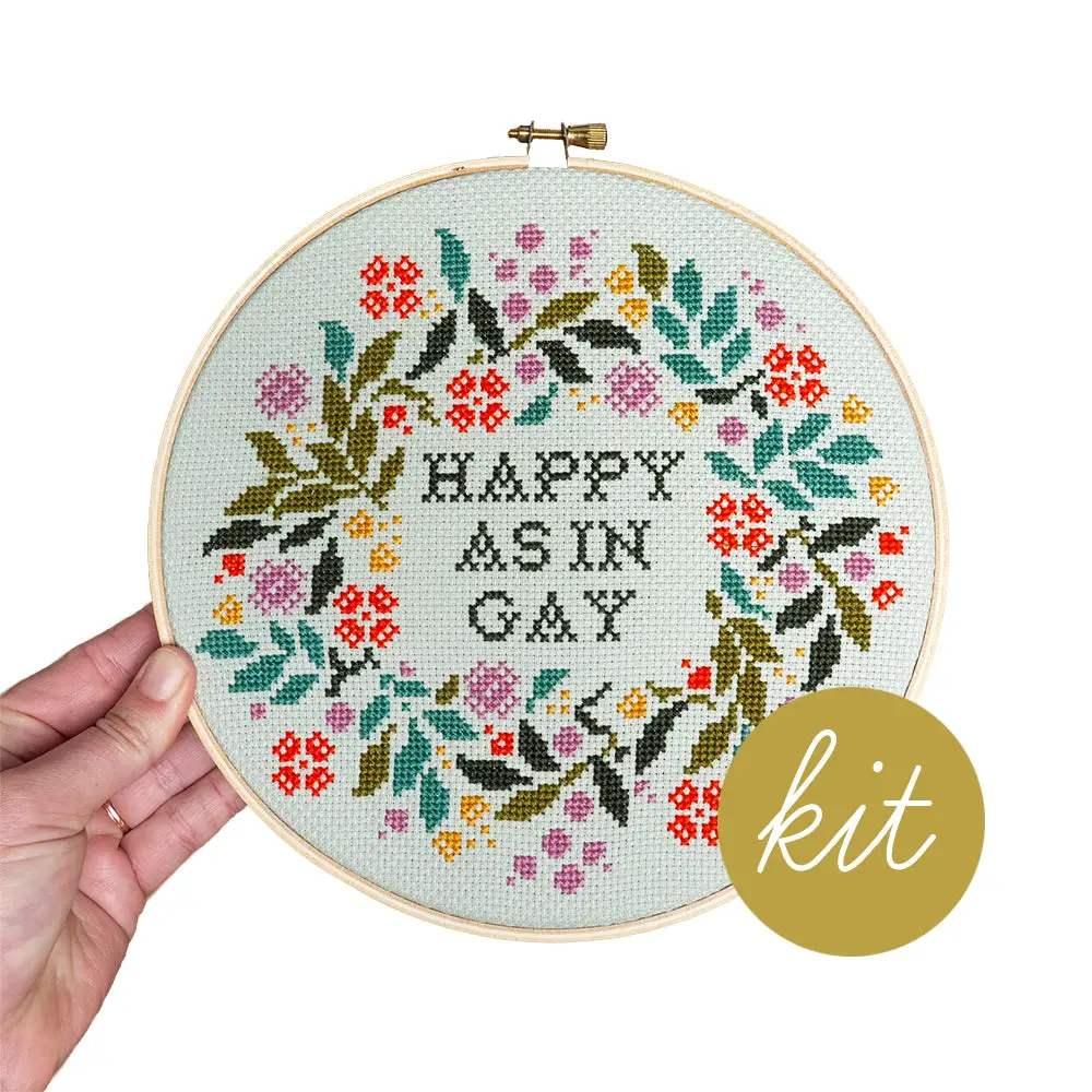 Cross Stitch Kit: Happy As In Gay