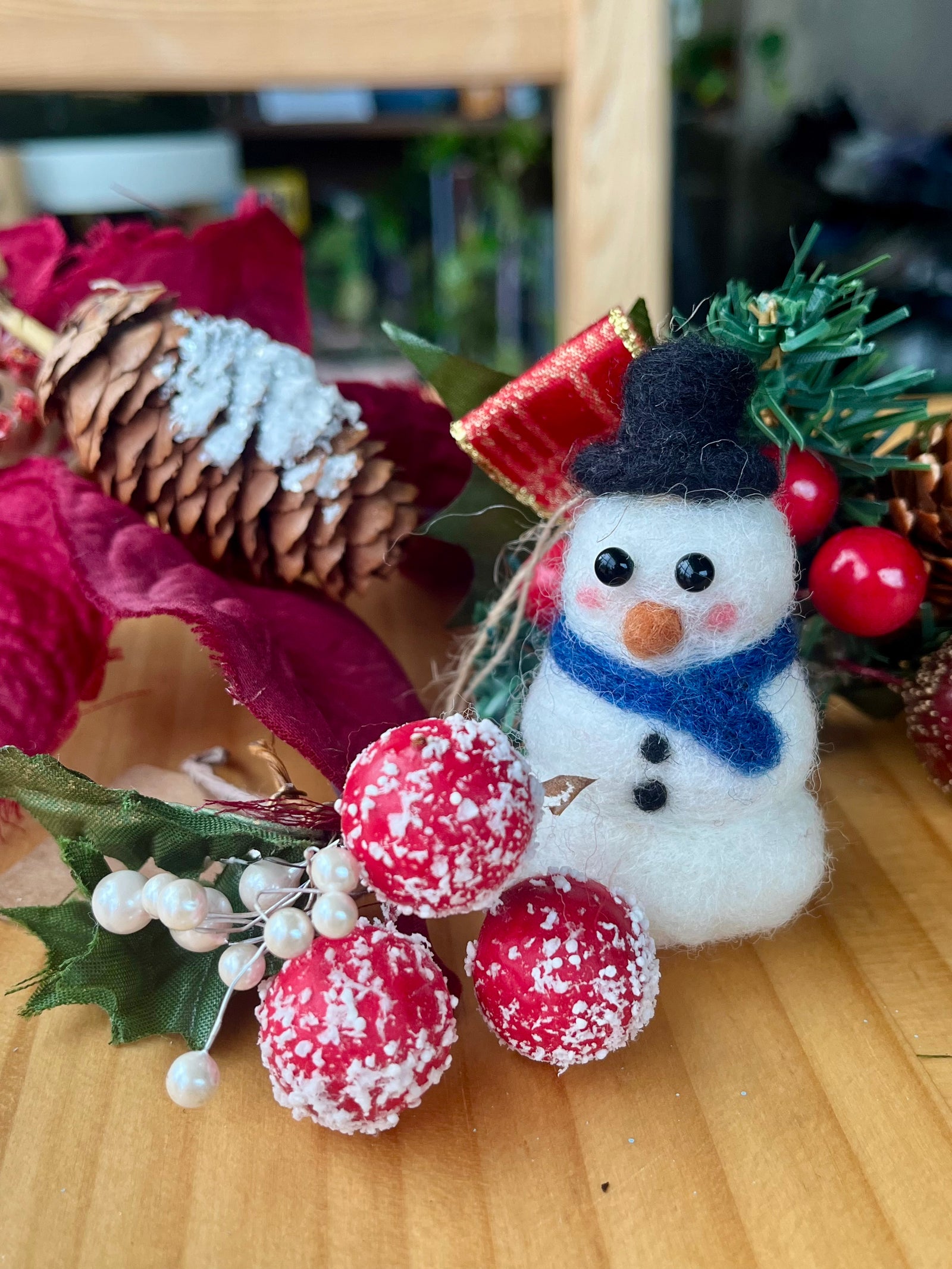 FELTING CLASS: Snowman Ornament