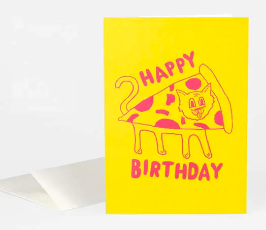 Card - Happy Birthday Pizza Cat