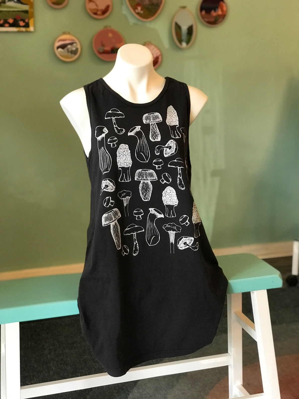 Dress - Mushrooms Poppy Pocket - Black