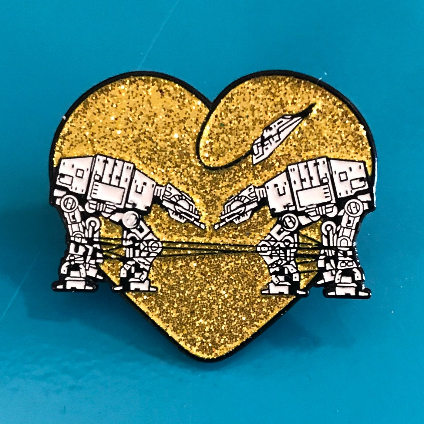 Enamel Pin: Love AT-AT First Sight - Gold Glitter