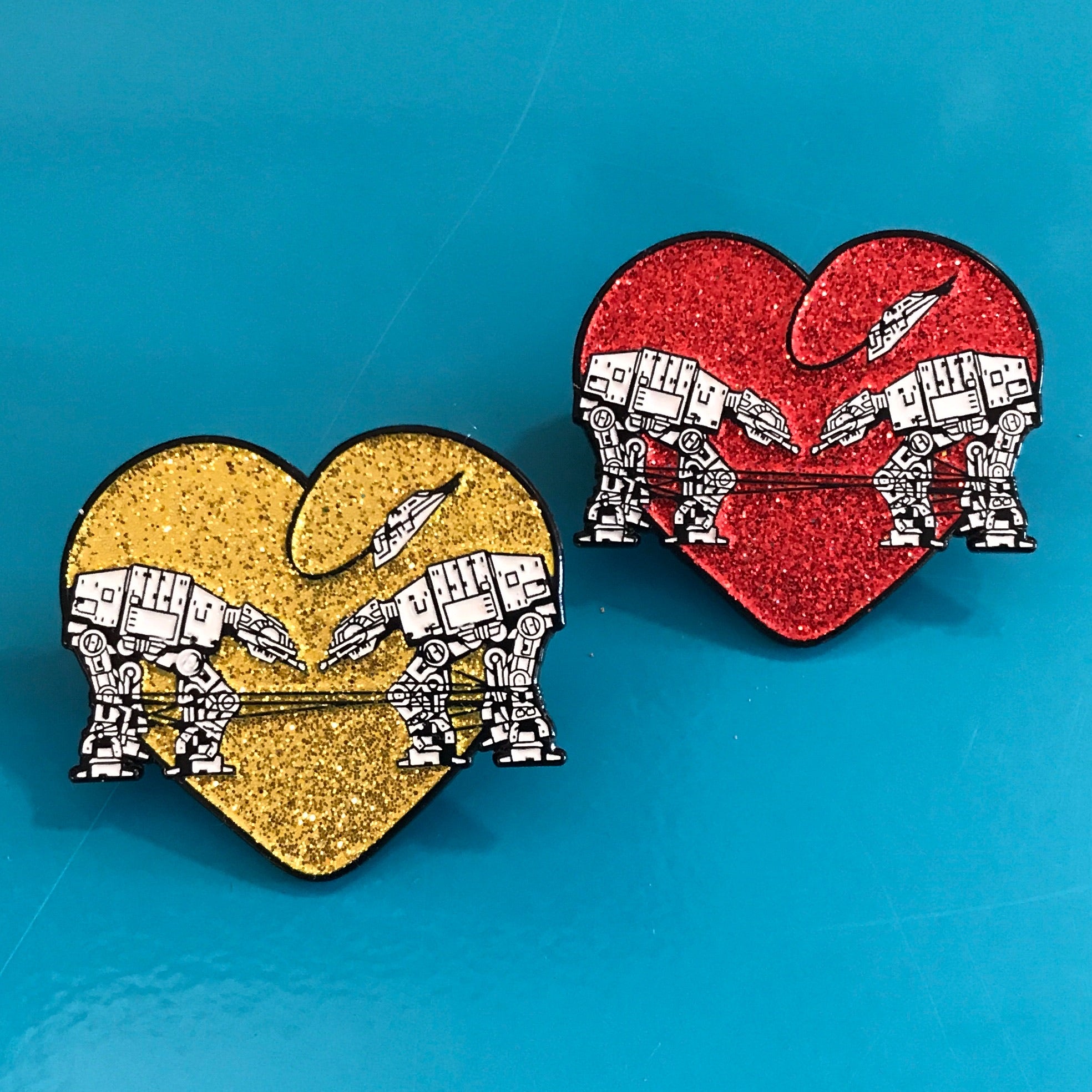 Enamel Pin: Love AT-AT First Sight - Gold Glitter