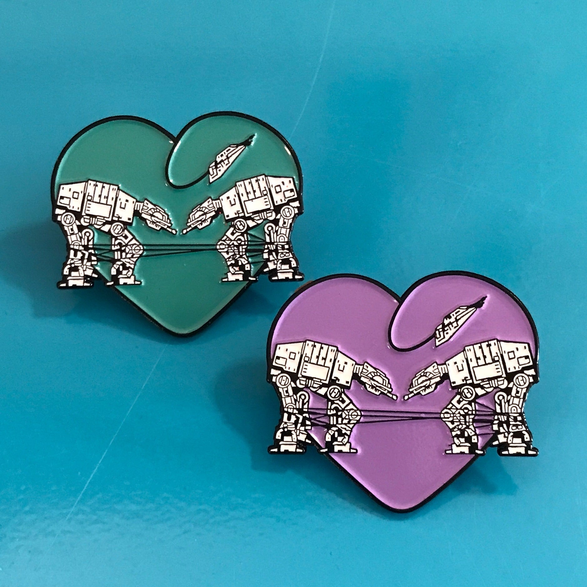 Enamel Pin: Love AT-AT First Sight - Teal