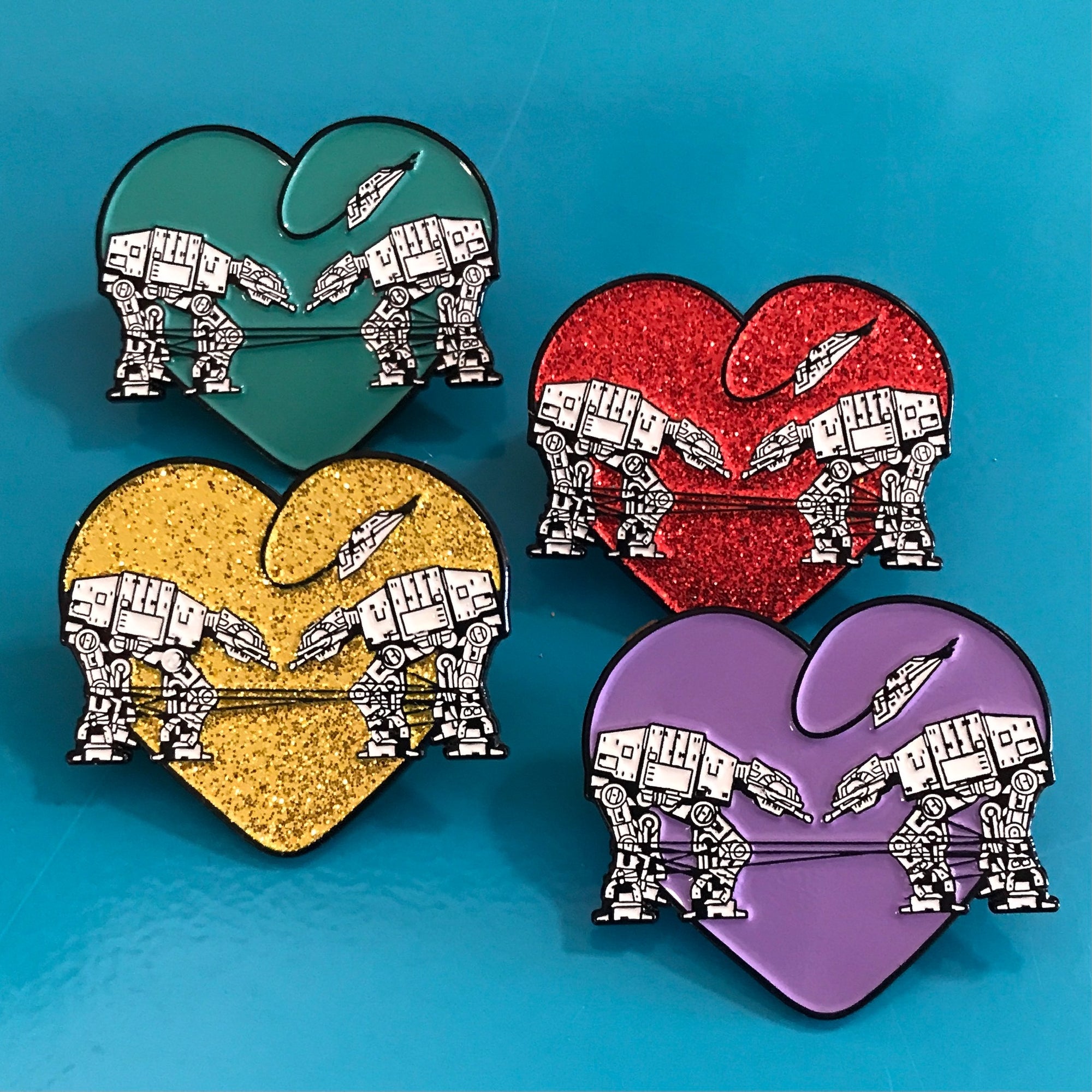 Enamel Pin: Love AT-AT First Sight - Teal