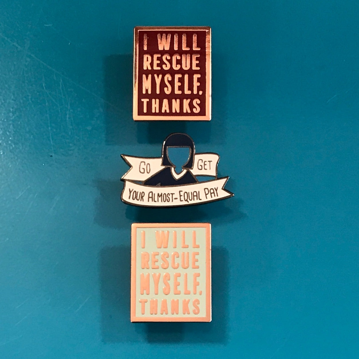 Enamel Pin: I Will Rescue Myself, Thanks - Mint