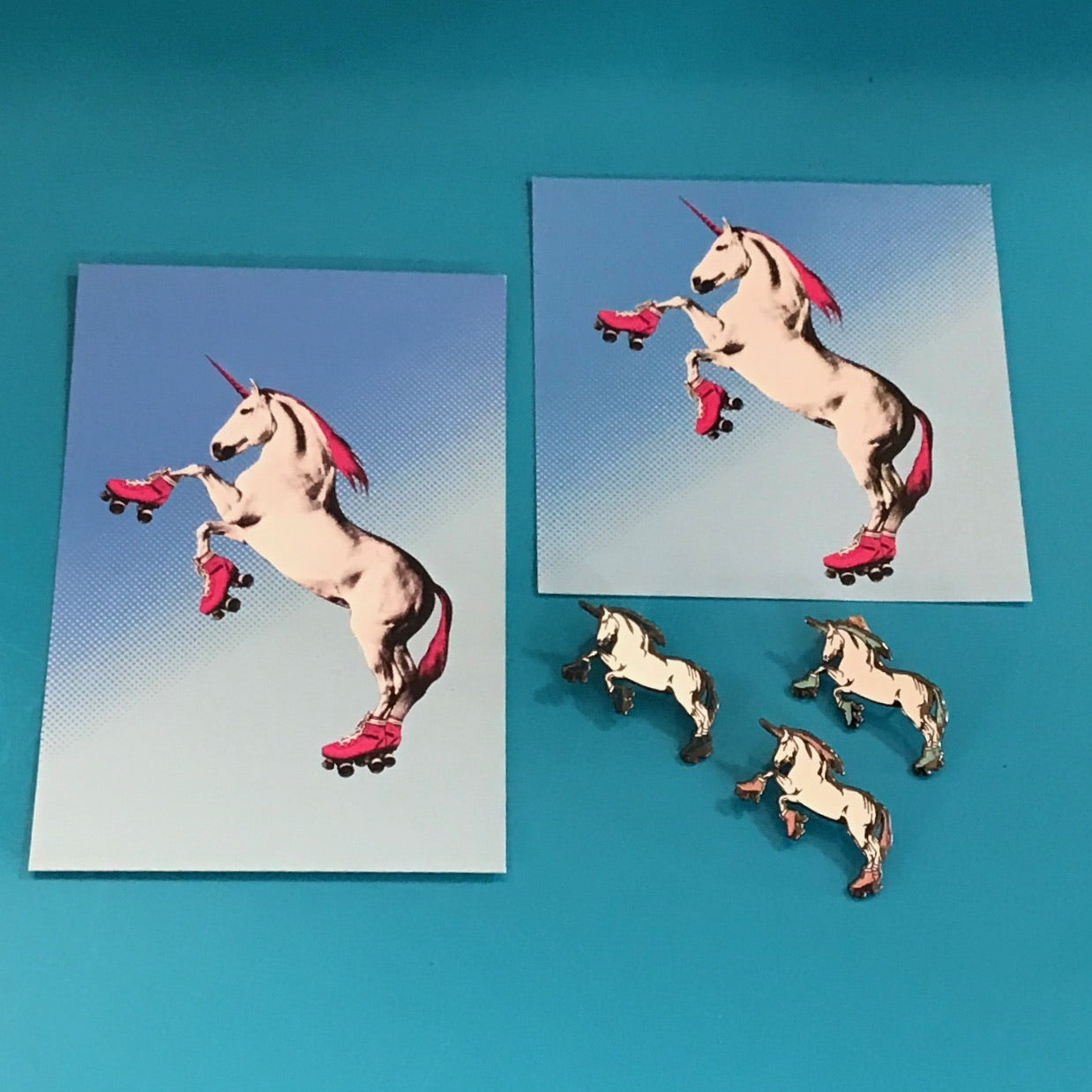 Enamel Pin: Roller Skating Unicorn - Hot Pink