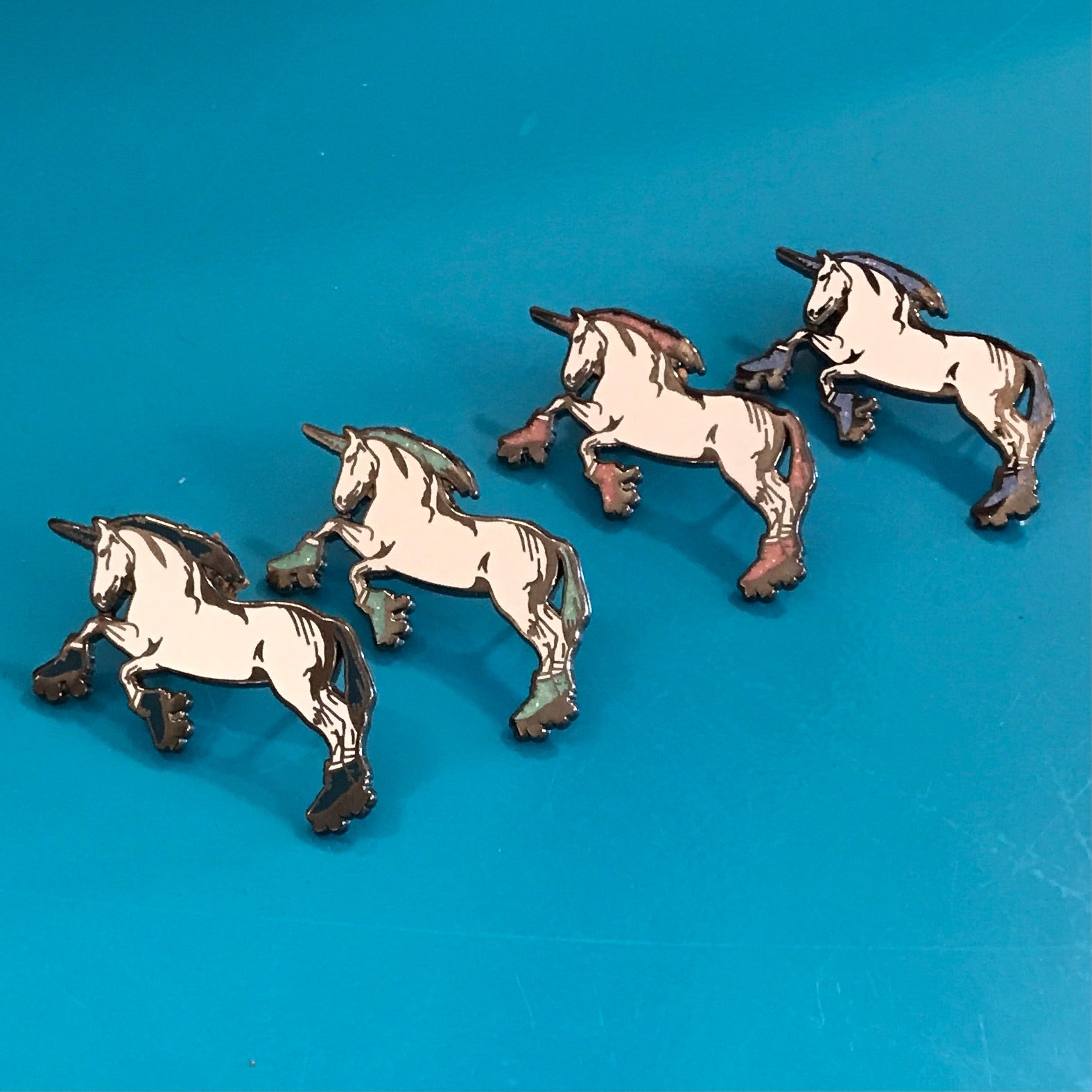 Enamel Pin: Roller Skating Unicorn - Aqua