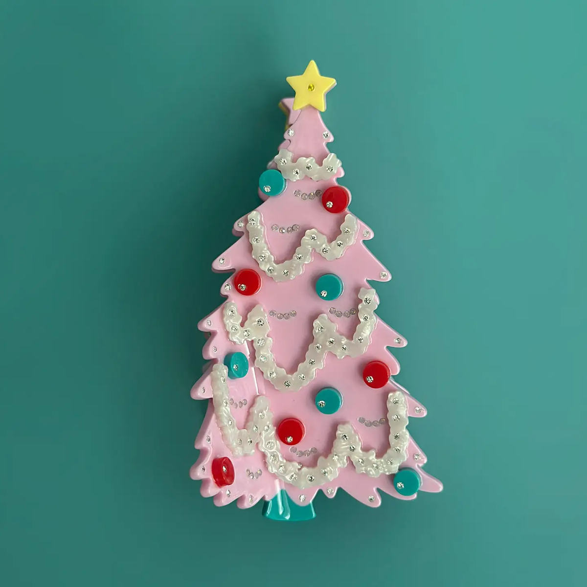 Hair Claw - Pink Christmas Tree