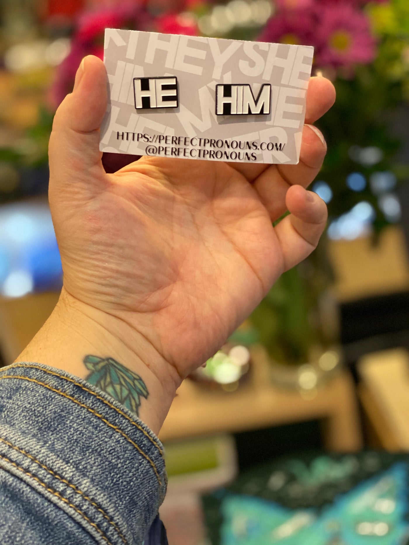 Enamel Pin: He/Him Pronoun Pins - Monster