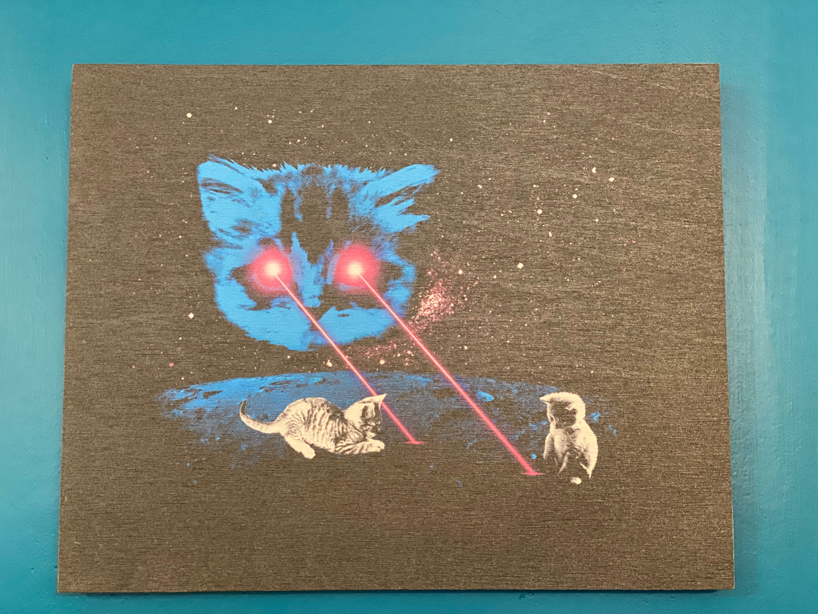 Wood Print - Meta Laser Cat
