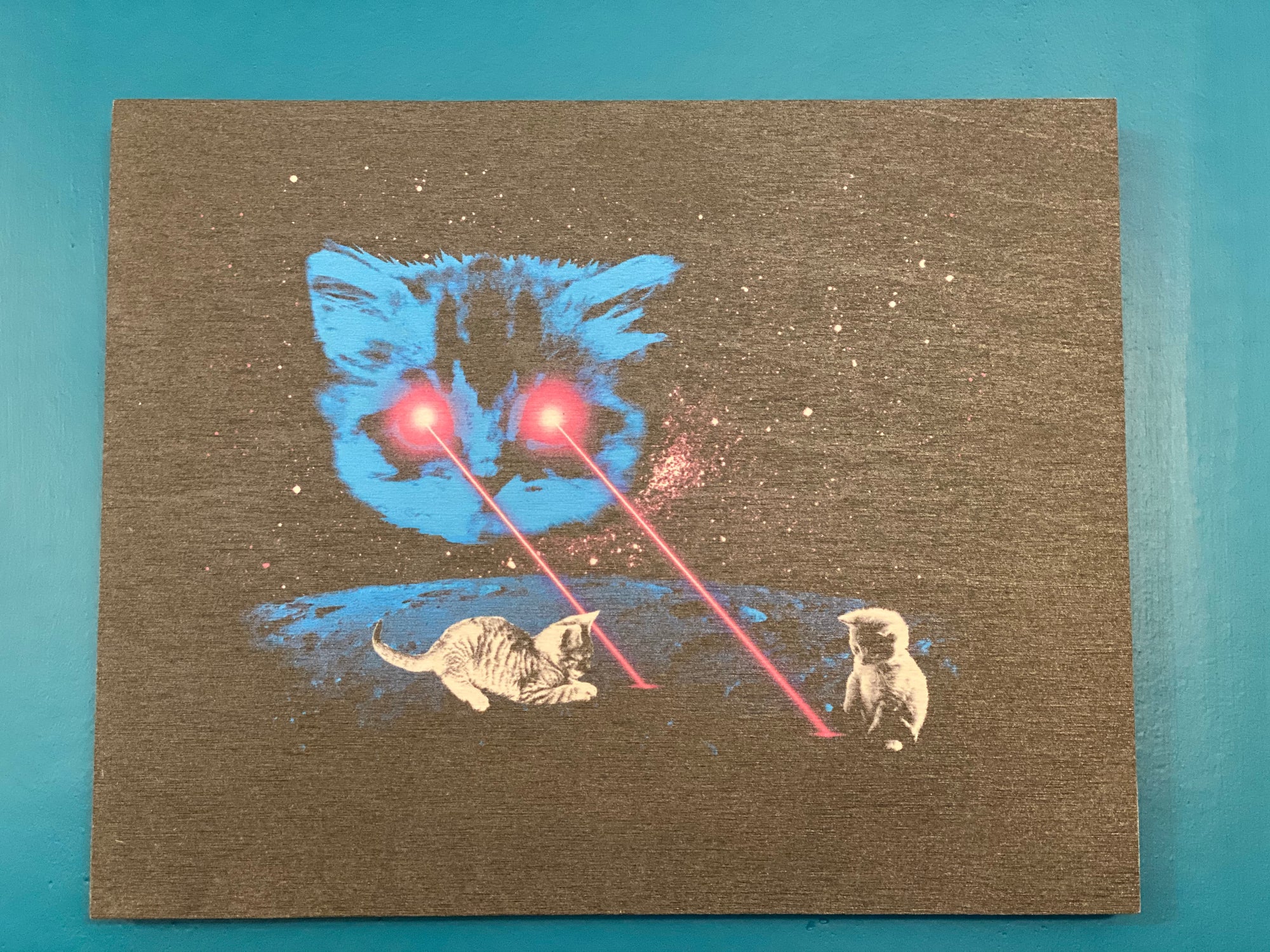 Wood Print - Meta Laser Cat
